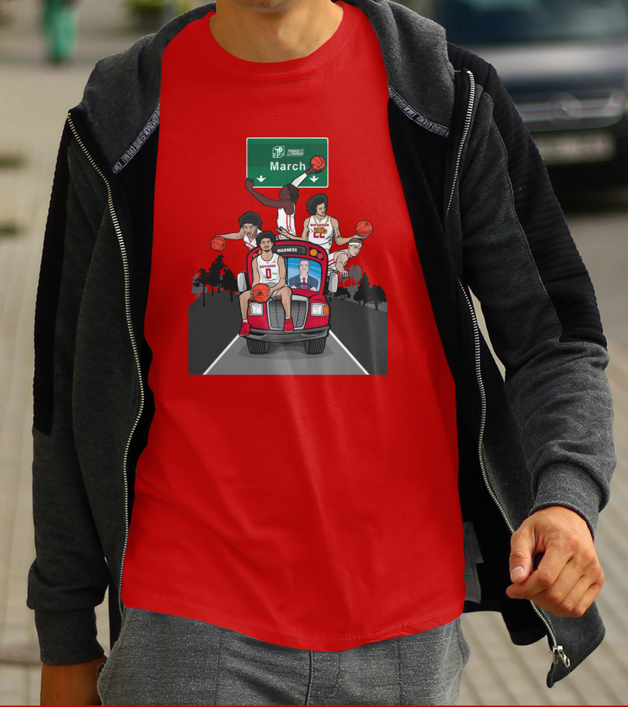 Scarlet Knights March Madness Bus Basketball Scene T-Shirt
