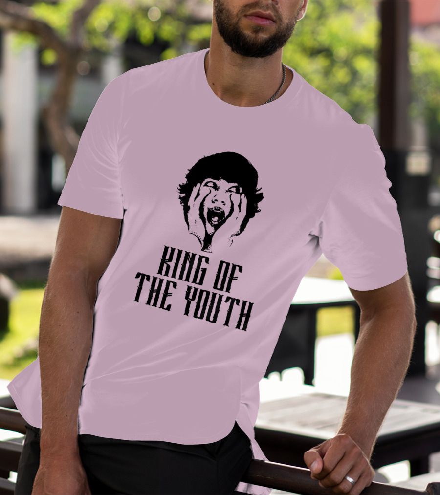 Baylen Levine Merch Store King Of The Youth Pink Graphic Featuring Shouting Face T-Shirt