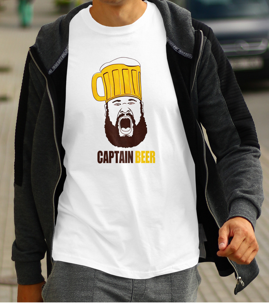 Dominic Grecco Captain Beer Mug Head Shouting Bearded Face T-Shirt