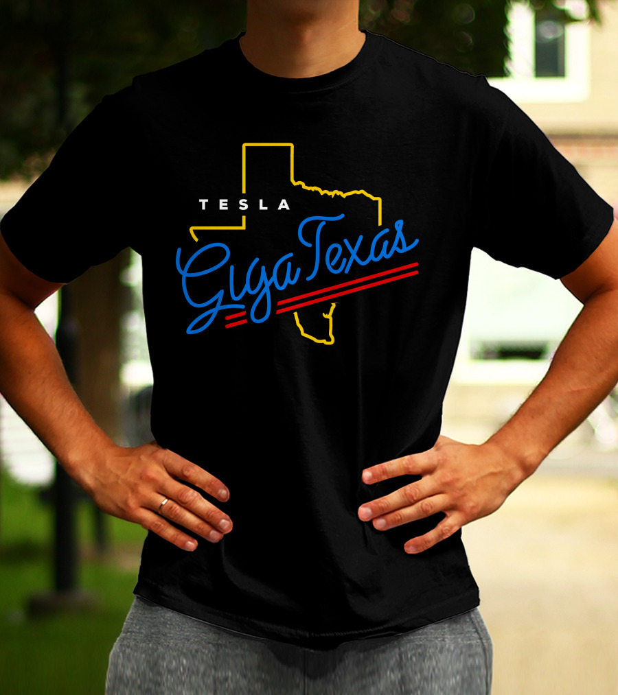 Tesla Giga Texas Neon Outline T-Shirt