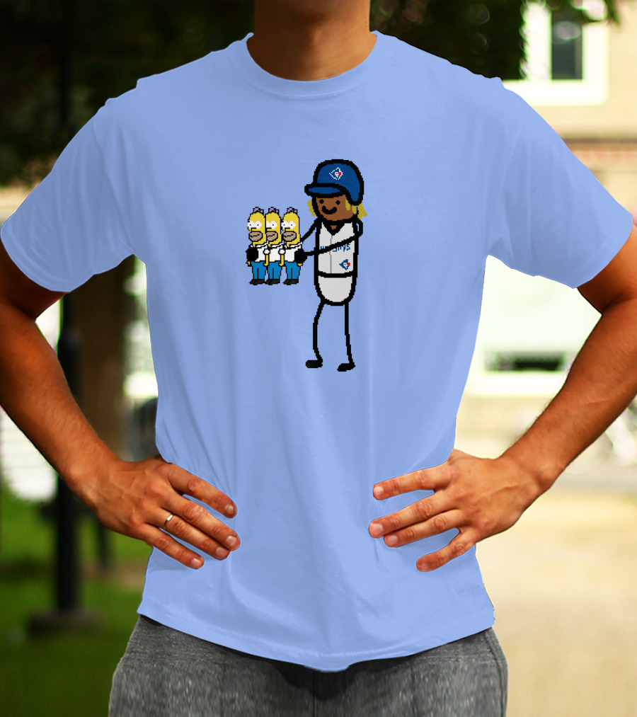Toronto Blue Jays Vladimir Guerrero Jr. Holding Cartoon Characters And Three Homers T-Shirt