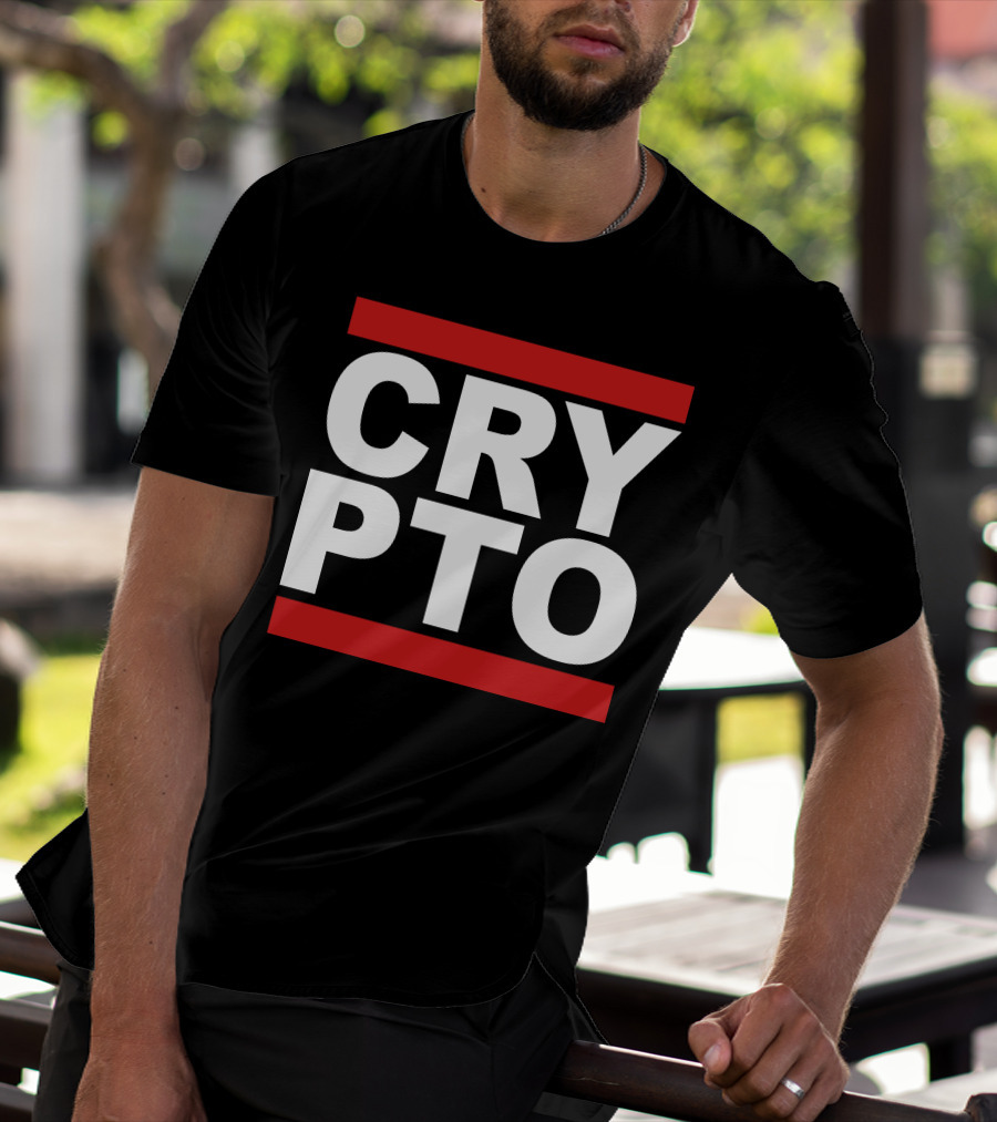 CRYPTO Bold Text Red Accents T-Shirt
