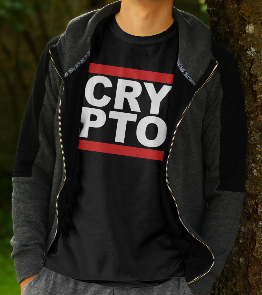 CRYPTO Bold Text Red Accents T-Shirt