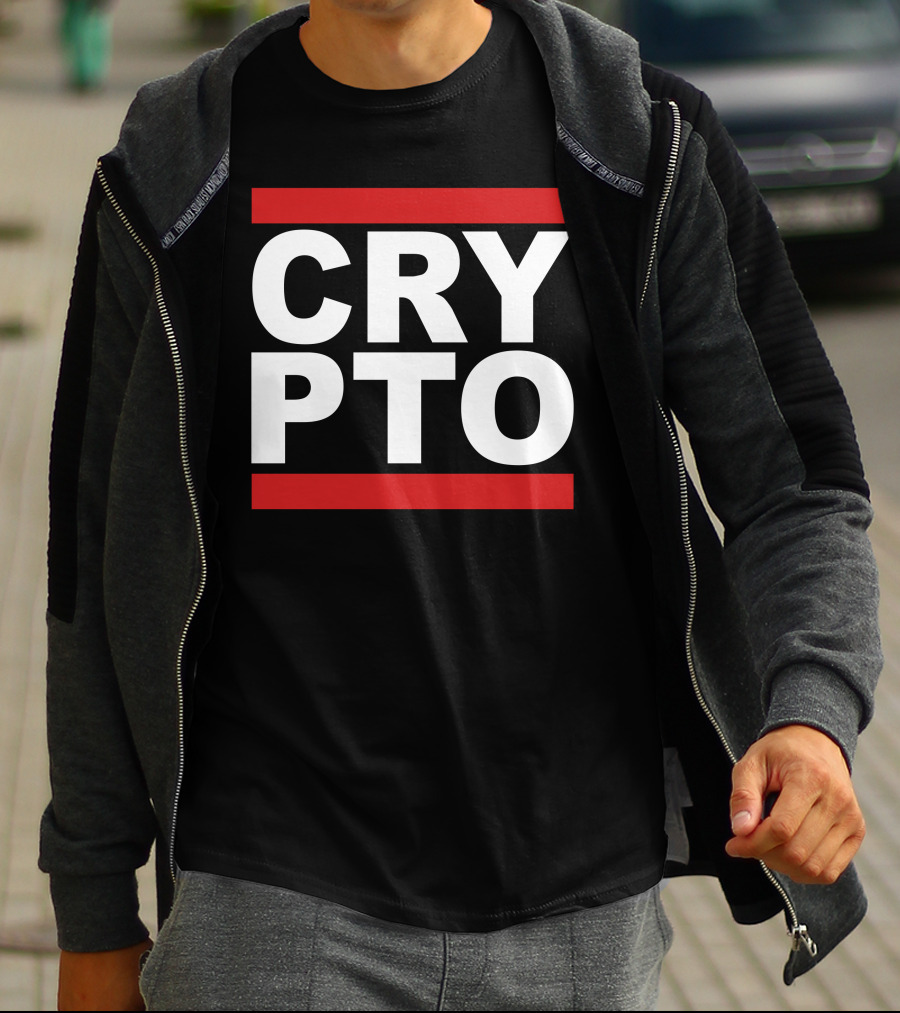 CRYPTO Bold Text Red Accents T-Shirt