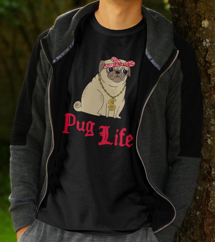 Gemma Correll Pug Life Dollar Sign Chain Bandana T-Shirt