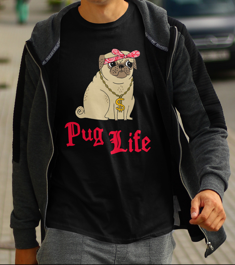 Gemma Correll Pug Life Dollar Sign Chain Bandana T-Shirt