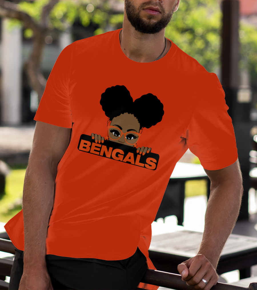 Rare Tagz Merch Bengals Girls Bengals Fanatic Afro T-Shirt