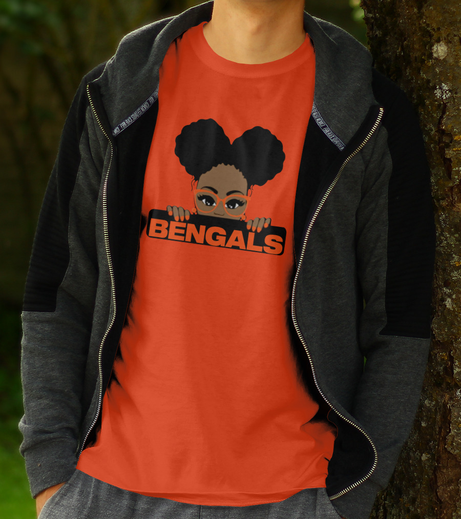 Rare Tagz Merch Bengals Girls Bengals Fanatic Afro T-Shirt