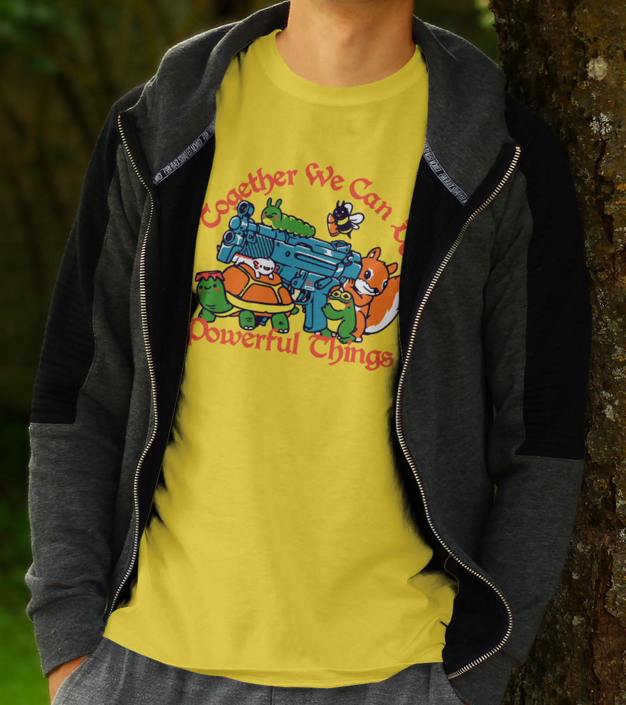 Together We Can Do Powerful Things Animals And Blue Water Gun T-Shirt