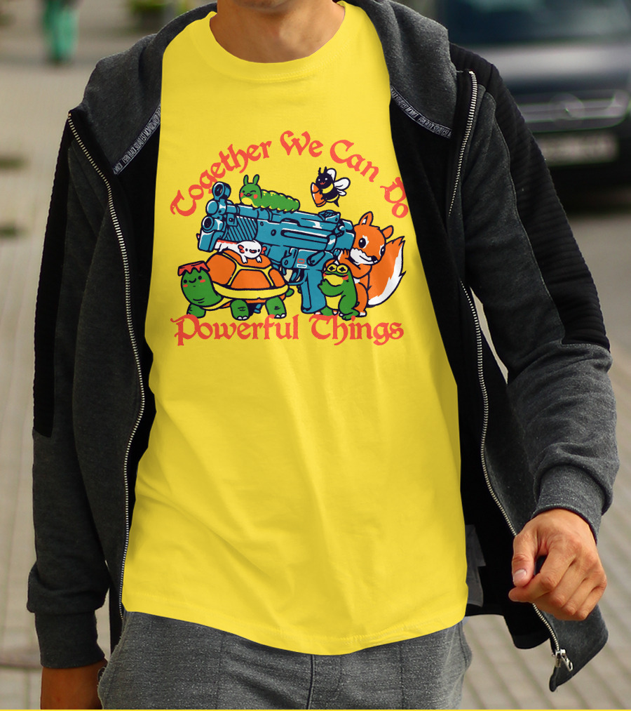 Together We Can Do Powerful Things Animals And Blue Water Gun T-Shirt