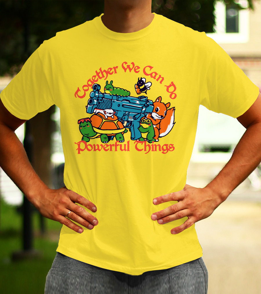 Together We Can Do Powerful Things Animals And Blue Water Gun T-Shirt