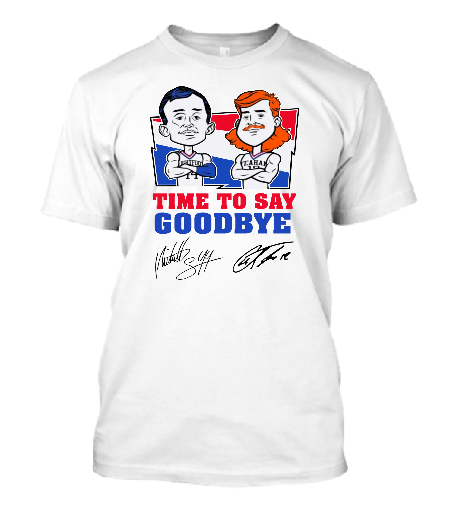 Mitch And Teahan Time To Say Goodbye Signatures And Cartoon Characters T-Shirt