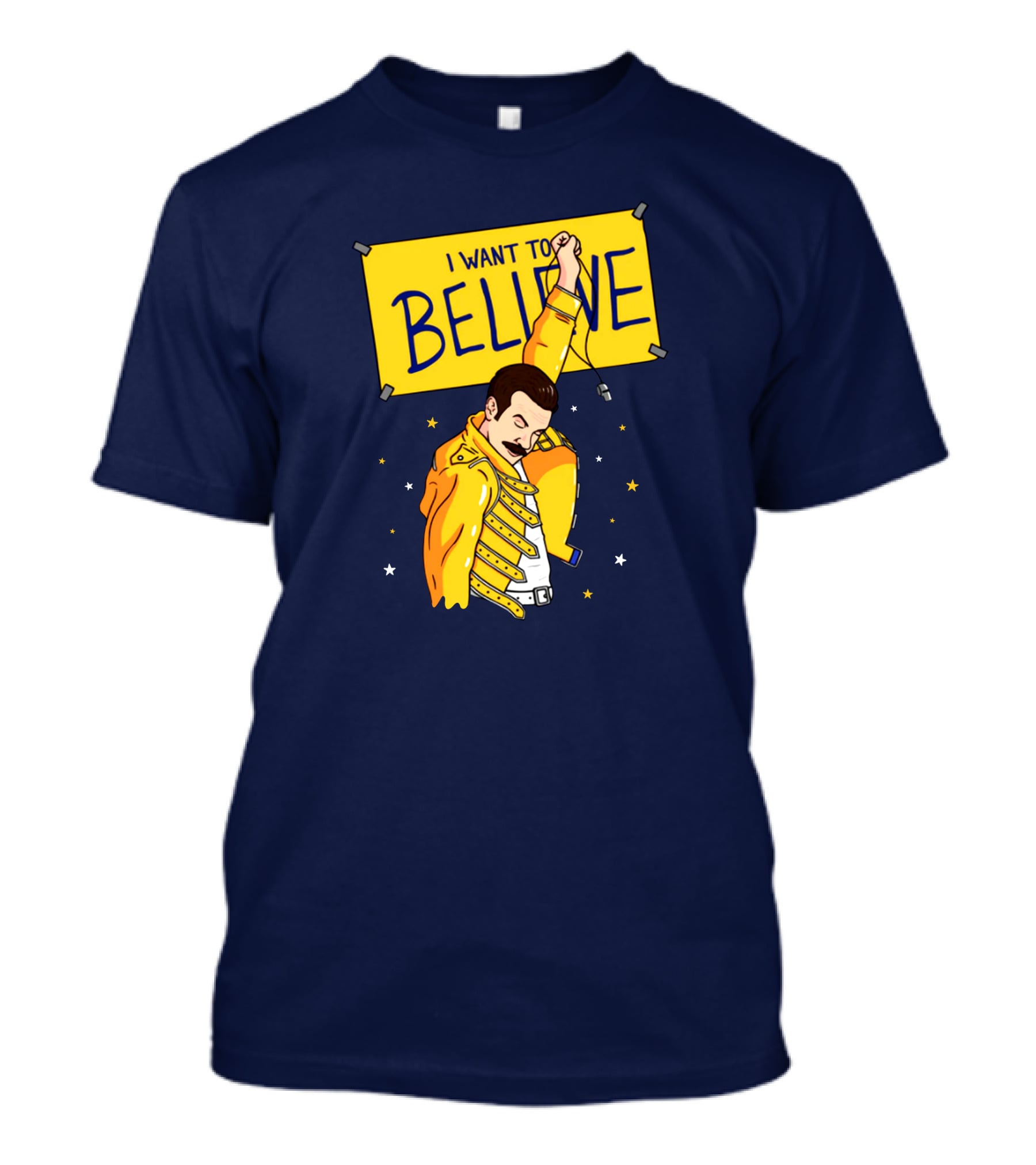 Teefury Store I Want To Believe Freddie Mercury Optimistic Coach T-Shirt