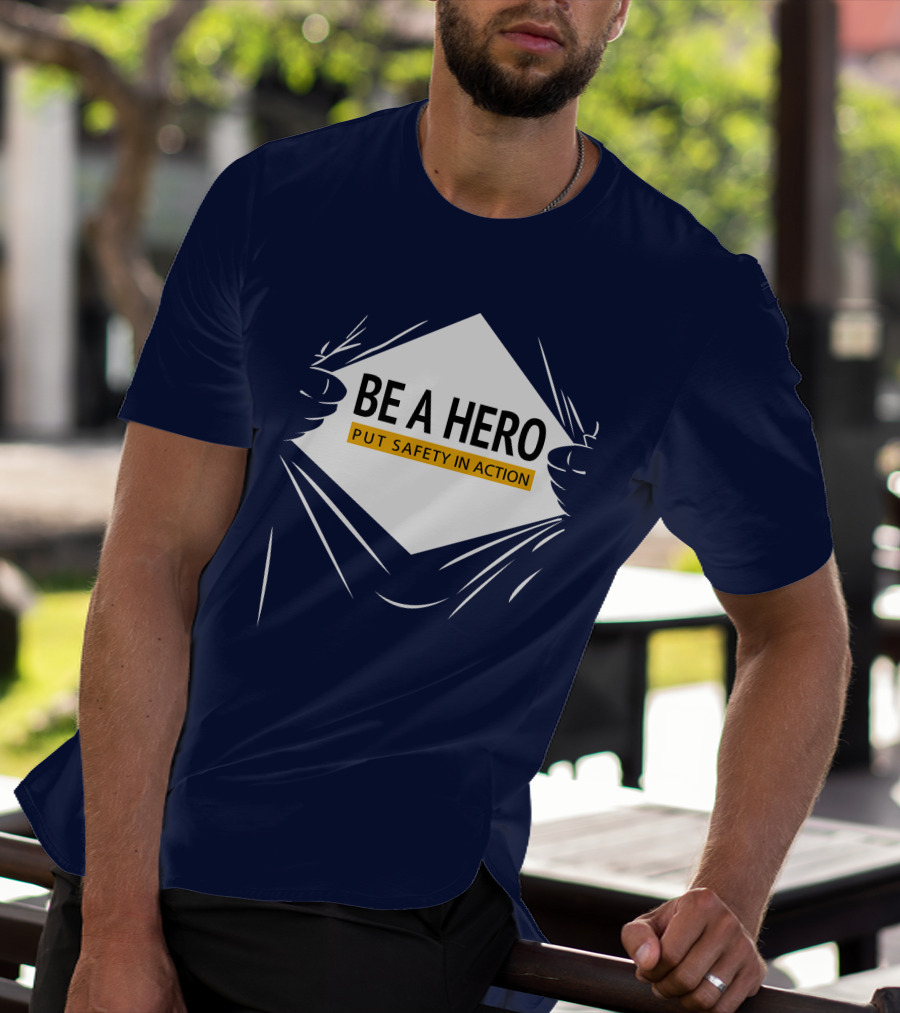 Be A Hero Put Safety In Action Dopeymcgeee Hands Pulling Open Shirt Superhero T-Shirt
