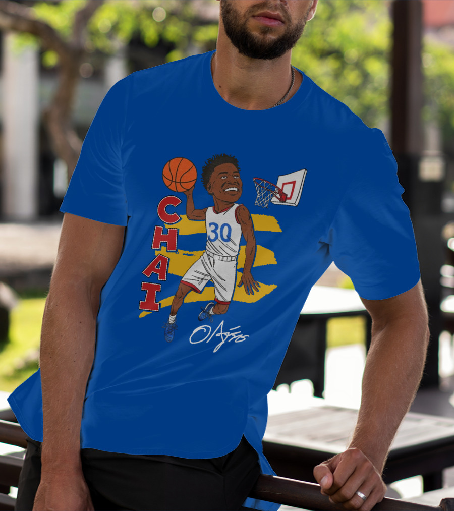 Ochai Agbaji Basketball Illustration 30 Chai Charliehustle Store T-Shirt