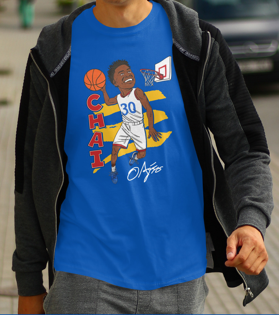 Ochai Agbaji Basketball Illustration 30 Chai Charliehustle Store T-Shirt