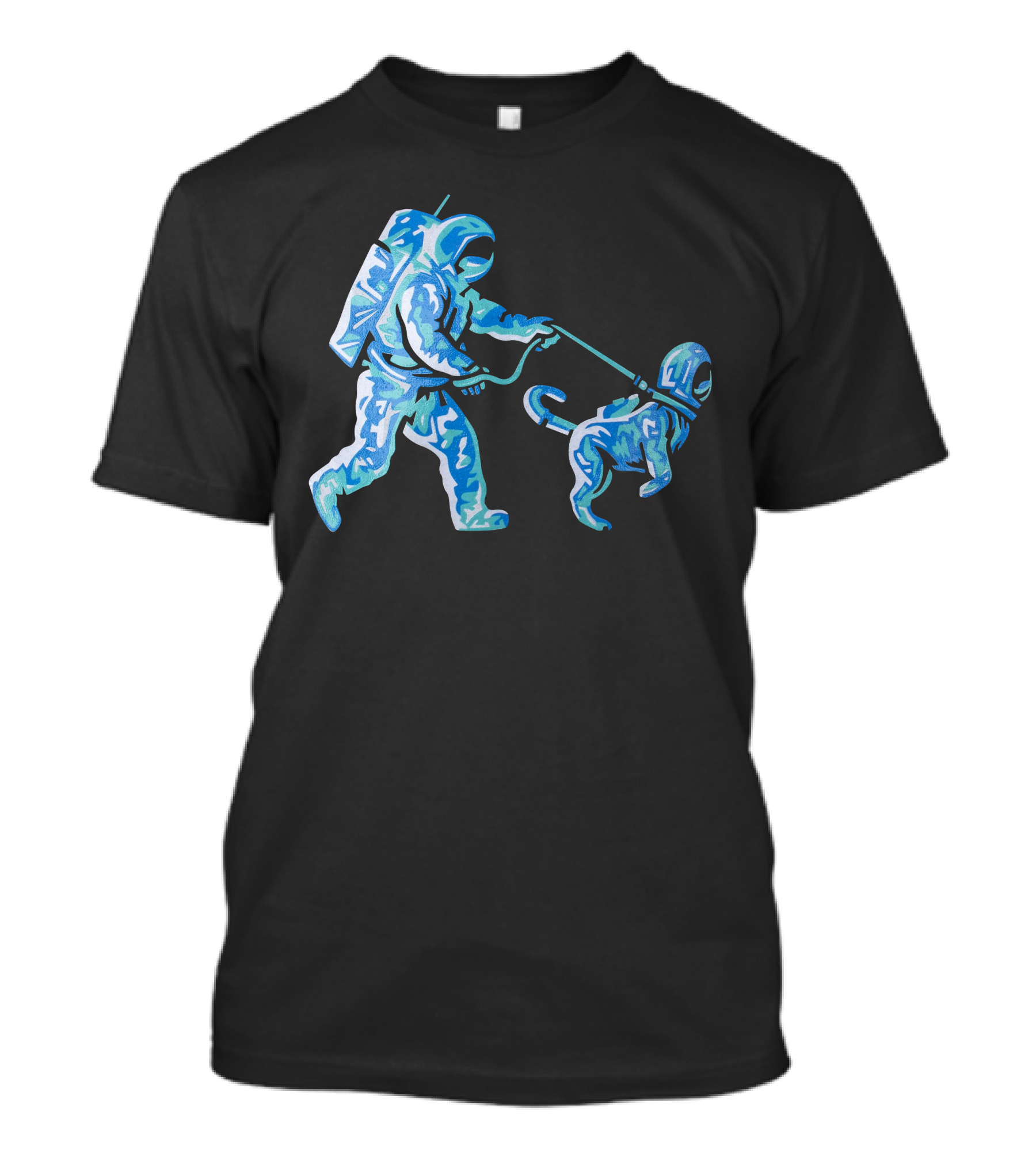 Merch Moon Man Walking Dog In Neon T-Shirt