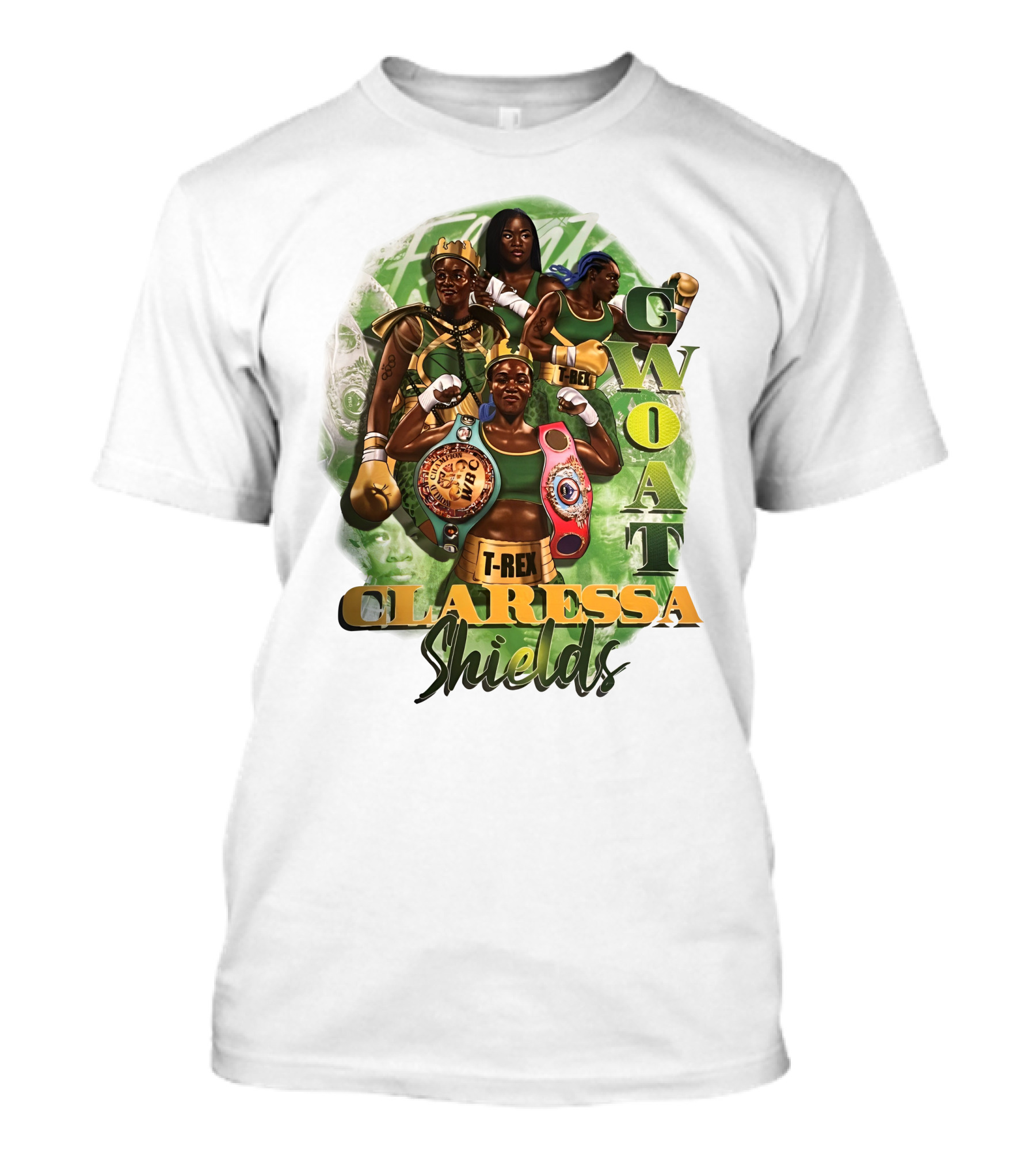 Claressa Shields GWOAT T-Rex Boxing Champion T-Shirt