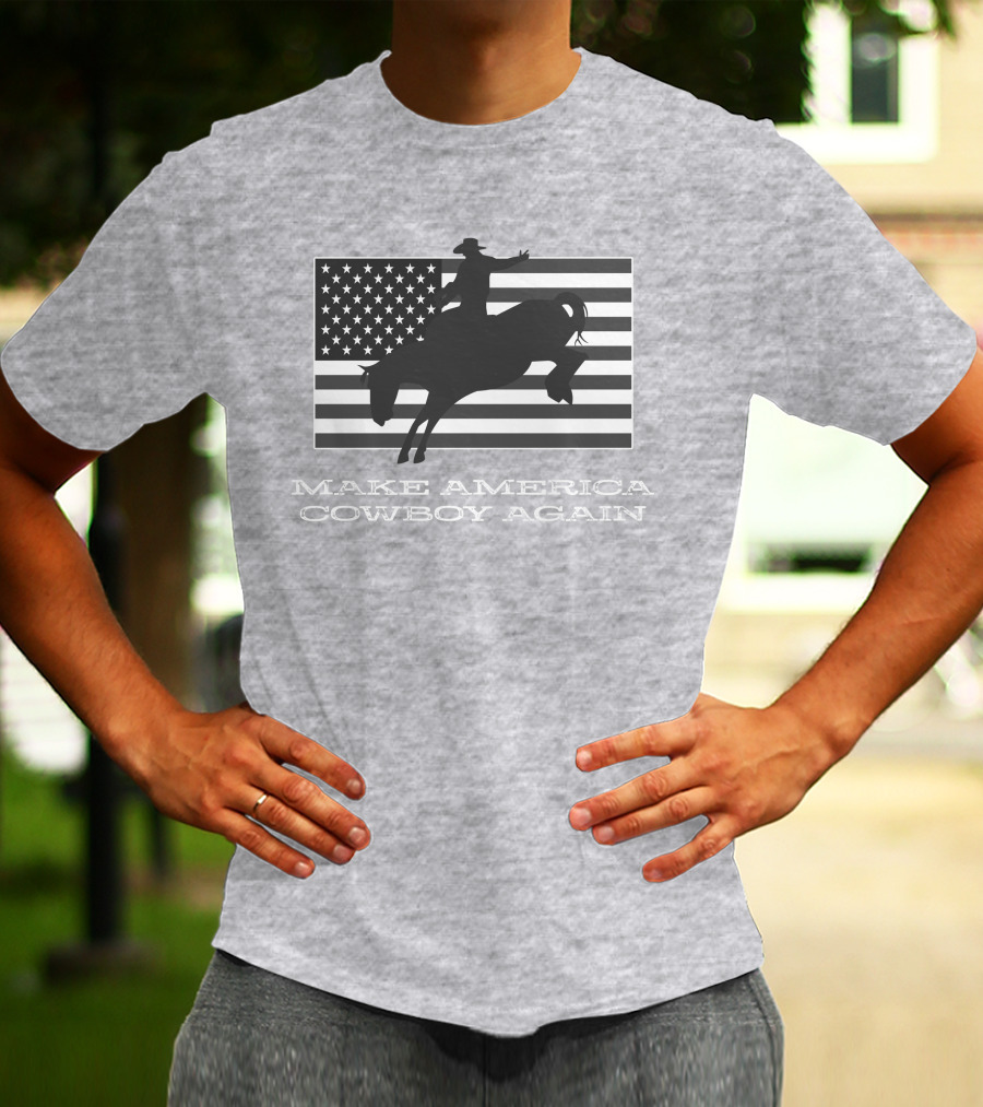 Brittanyandkasi X Kasi Brittany Make America Cowboy Again Riding Silhouette Flag T-Shirt