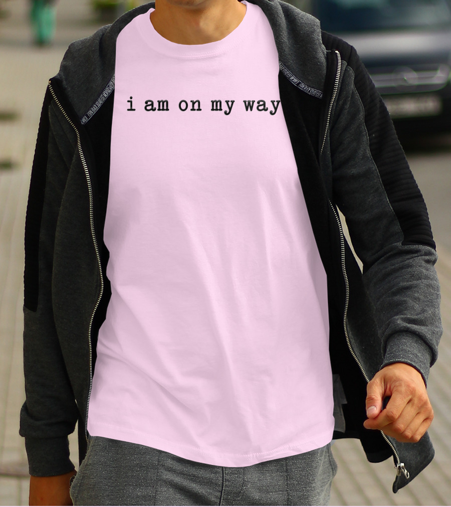 Isaac Anderson I Am On My Way Text On Pink Background T-Shirt