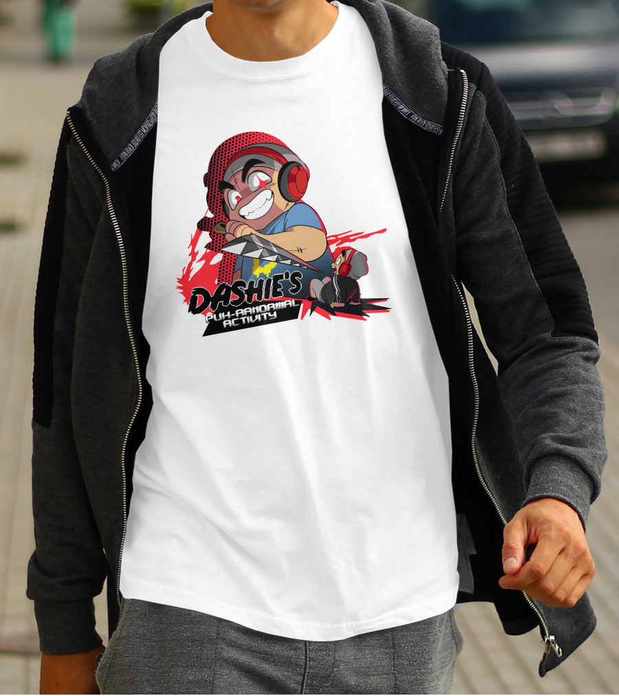 Dashiexp Merch Dashie's Puh-Ranormal Activity Red Headphones Cartoon Character T-Shirt