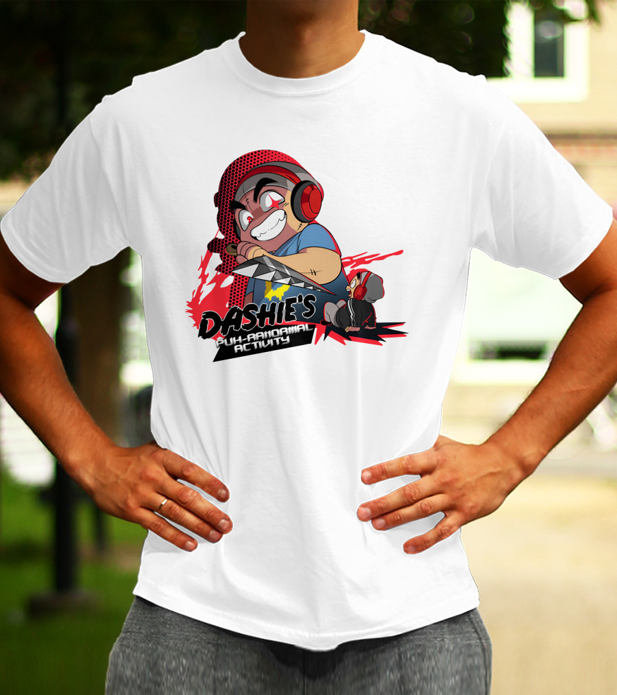 Dashiexp Merch Dashie's Puh-Ranormal Activity Red Headphones Cartoon Character T-Shirt