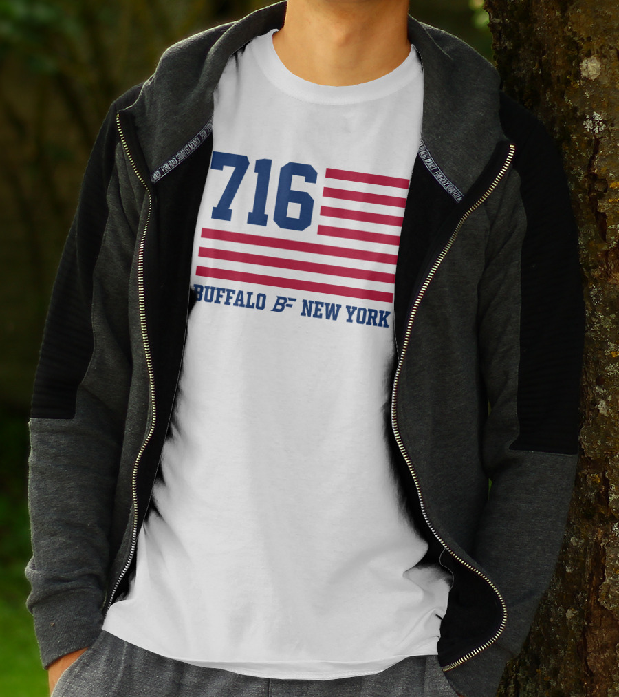 716 Buffalo New York USA Flag T-Shirt
