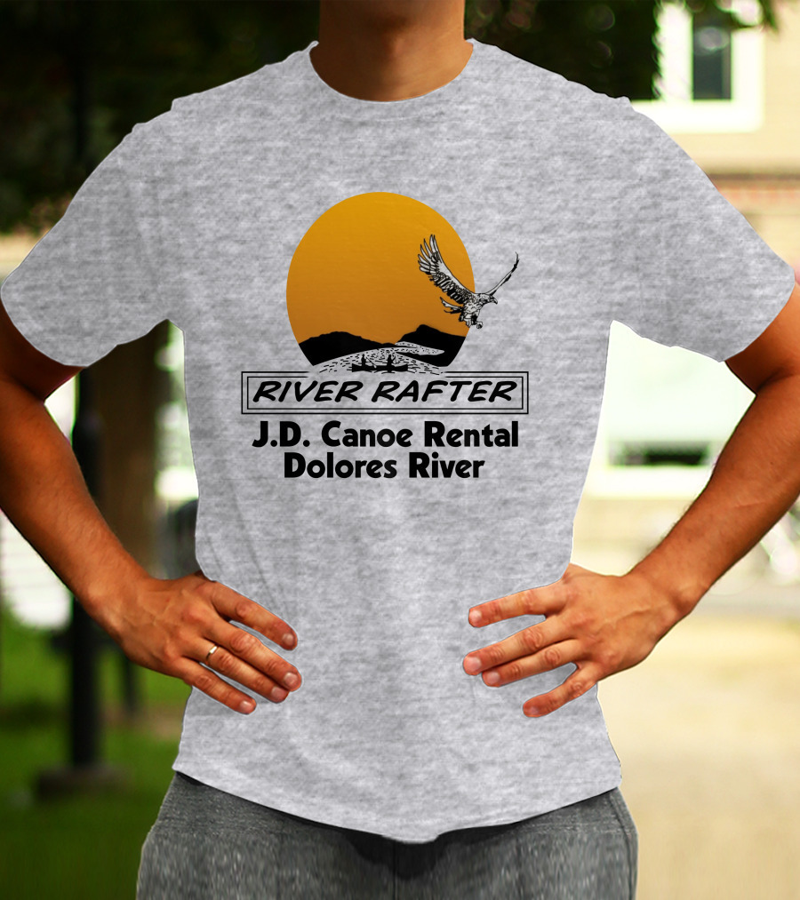 River Rafter J.D. Canoe Rental Dolores River Eagle Sunset T-Shirt