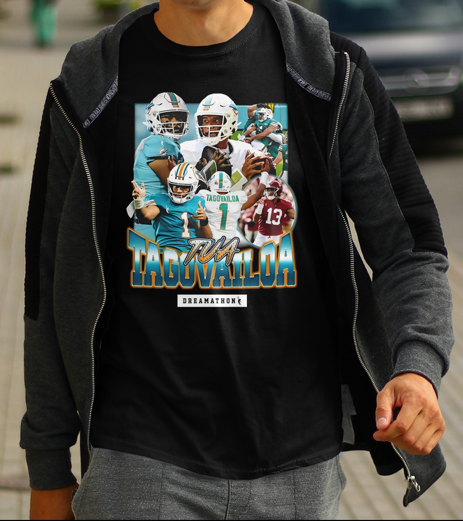 Tua Tagovailoa Dreamathon Quarterback Highlights NFL Football Action T-Shirt