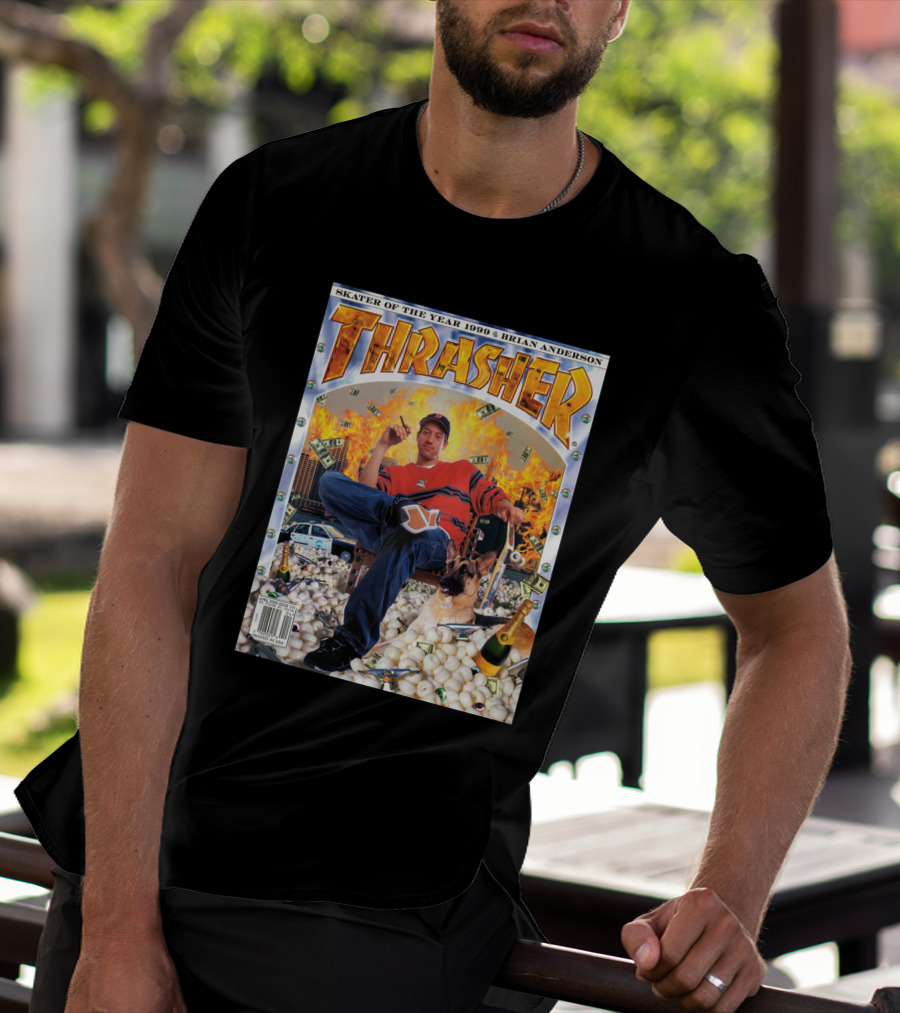 Thrasher Skater Of The Year 1999 Brian Anderson Cover With Money Explosion Scene T-Shirt