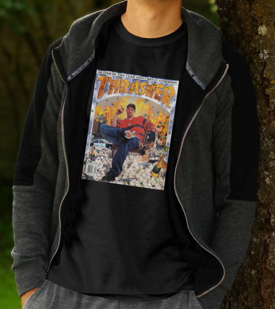 Thrasher Skater Of The Year 1999 Brian Anderson Cover With Money Explosion Scene T-Shirt
