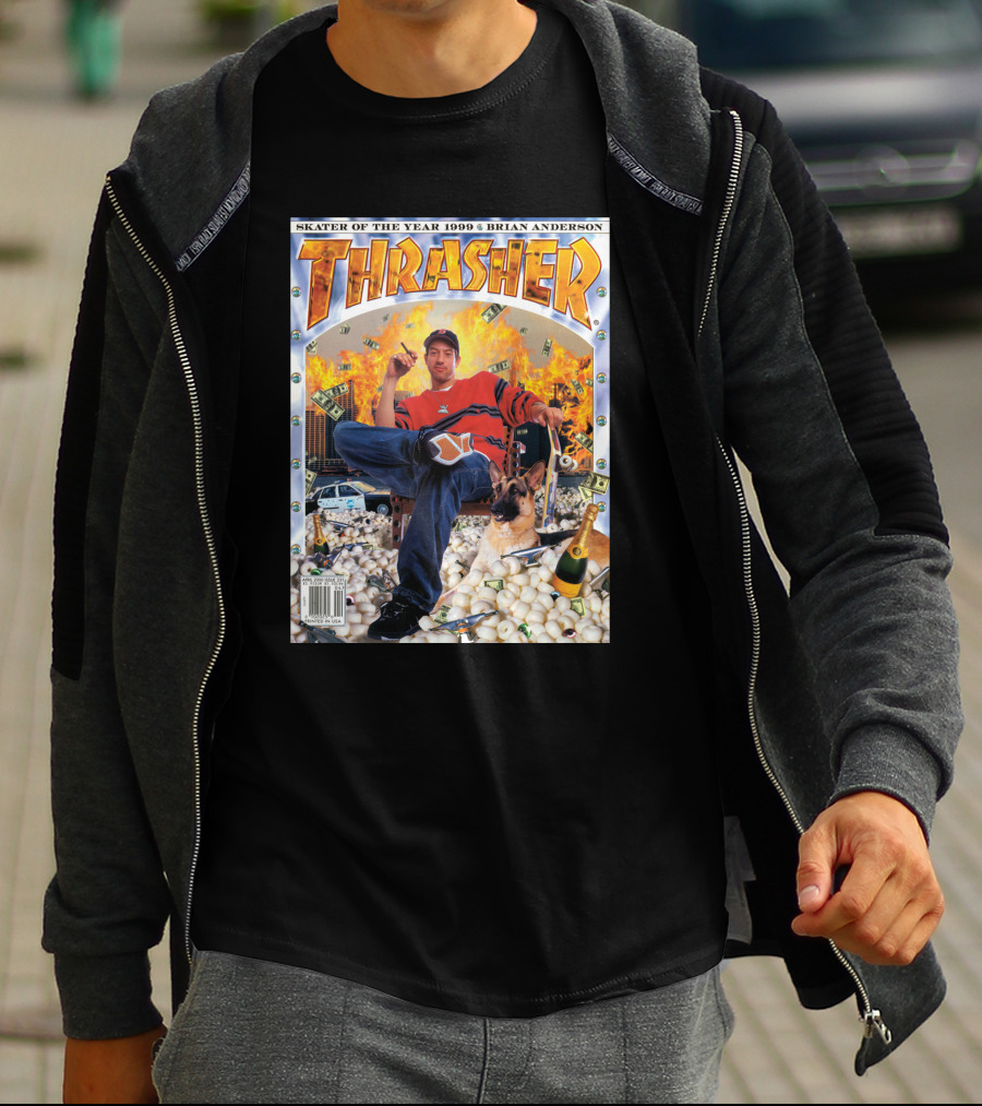 Thrasher Skater Of The Year 1999 Brian Anderson Cover With Money Explosion Scene T-Shirt