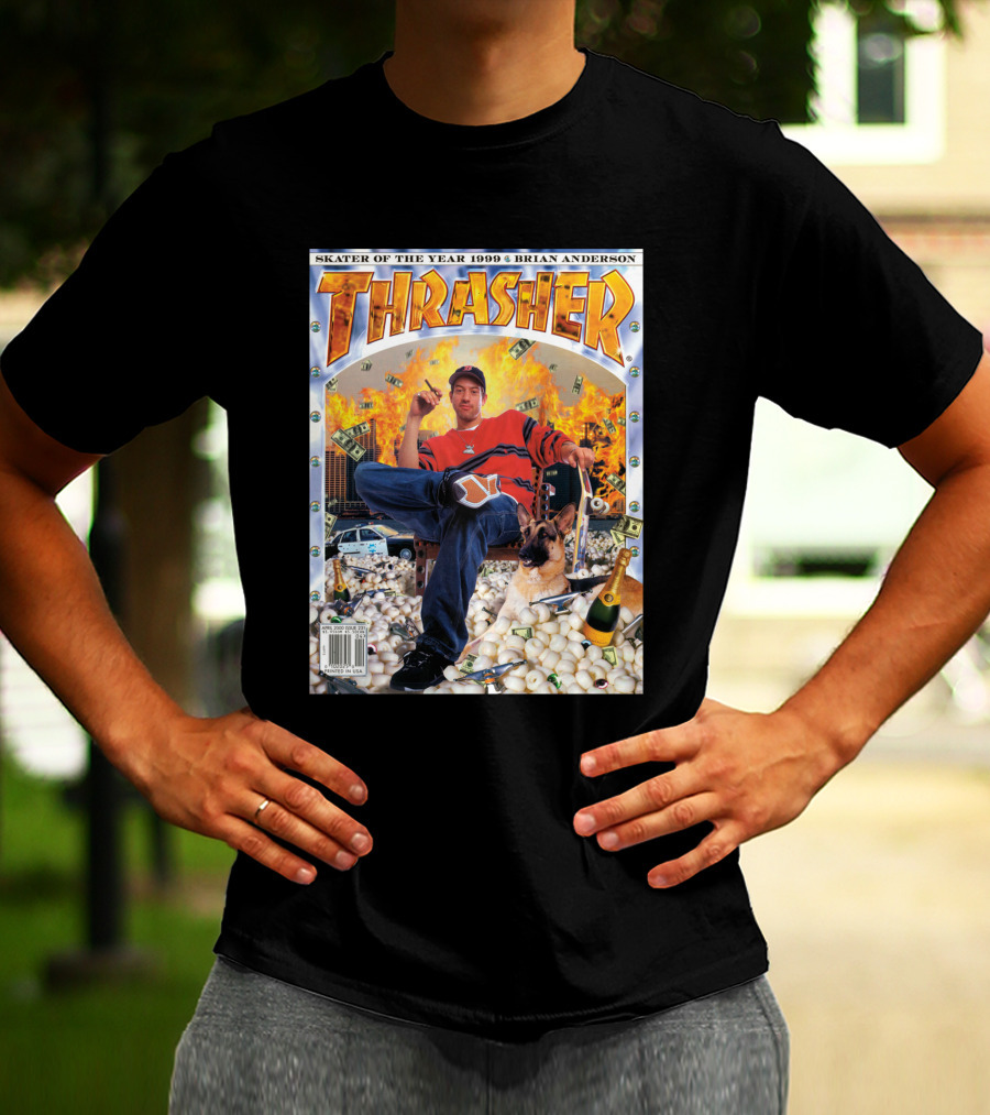 Thrasher Skater Of The Year 1999 Brian Anderson Cover With Money Explosion Scene T-Shirt
