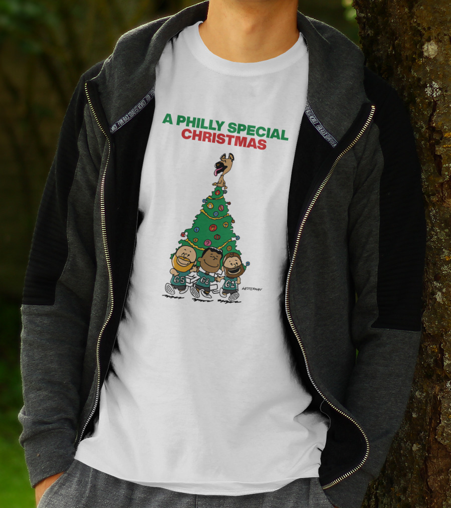 A Philly Special Christmas Festive Tree And Football Trio T-Shirt