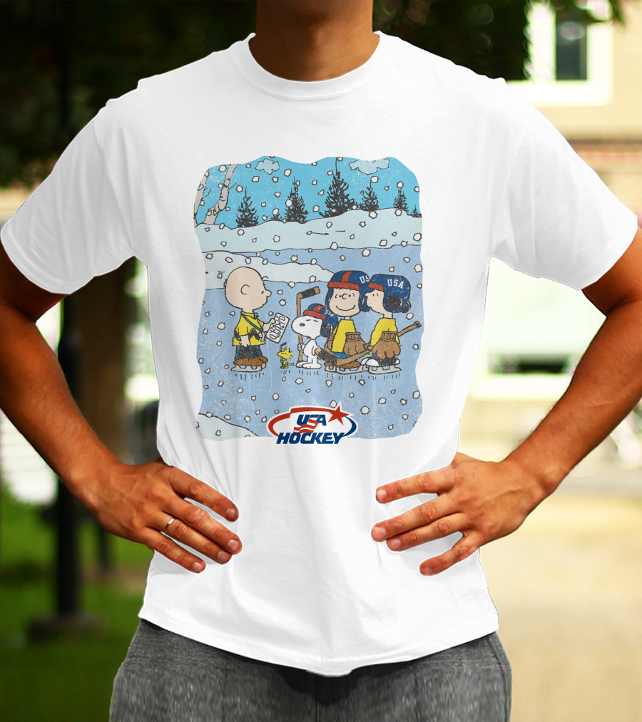 Nola Foxhky Streaker Sports X Peanuts USA Hockey Charlie Brown And Friends Ice Skating T-Shirt