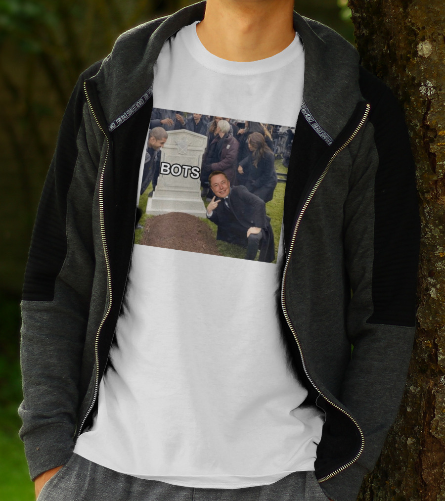 Rip Elon Musk Bots Cemetery Humor Image T-Shirt