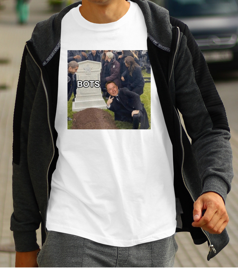Rip Elon Musk Bots Cemetery Humor Image T-Shirt