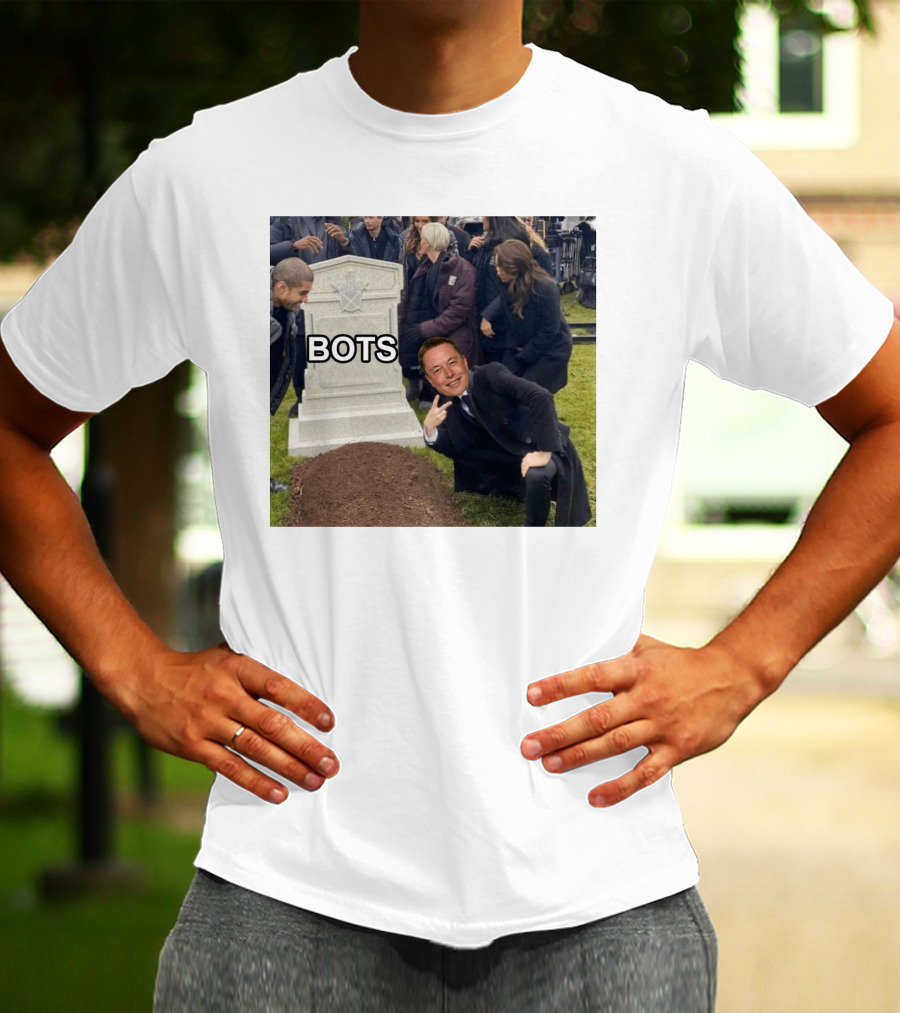 Rip Elon Musk Bots Cemetery Humor Image T-Shirt