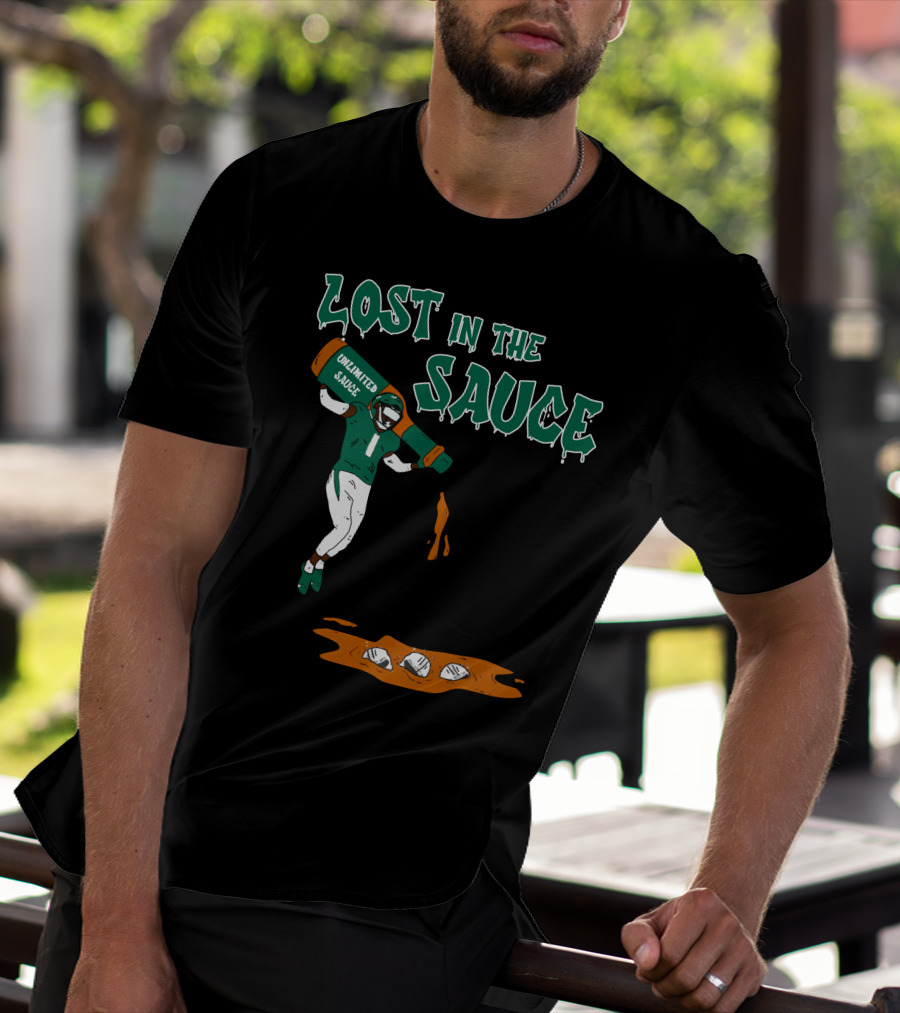 Lost In The Sauce Iamsaucegardner With Unlimited Sauce Football Player T-Shirt