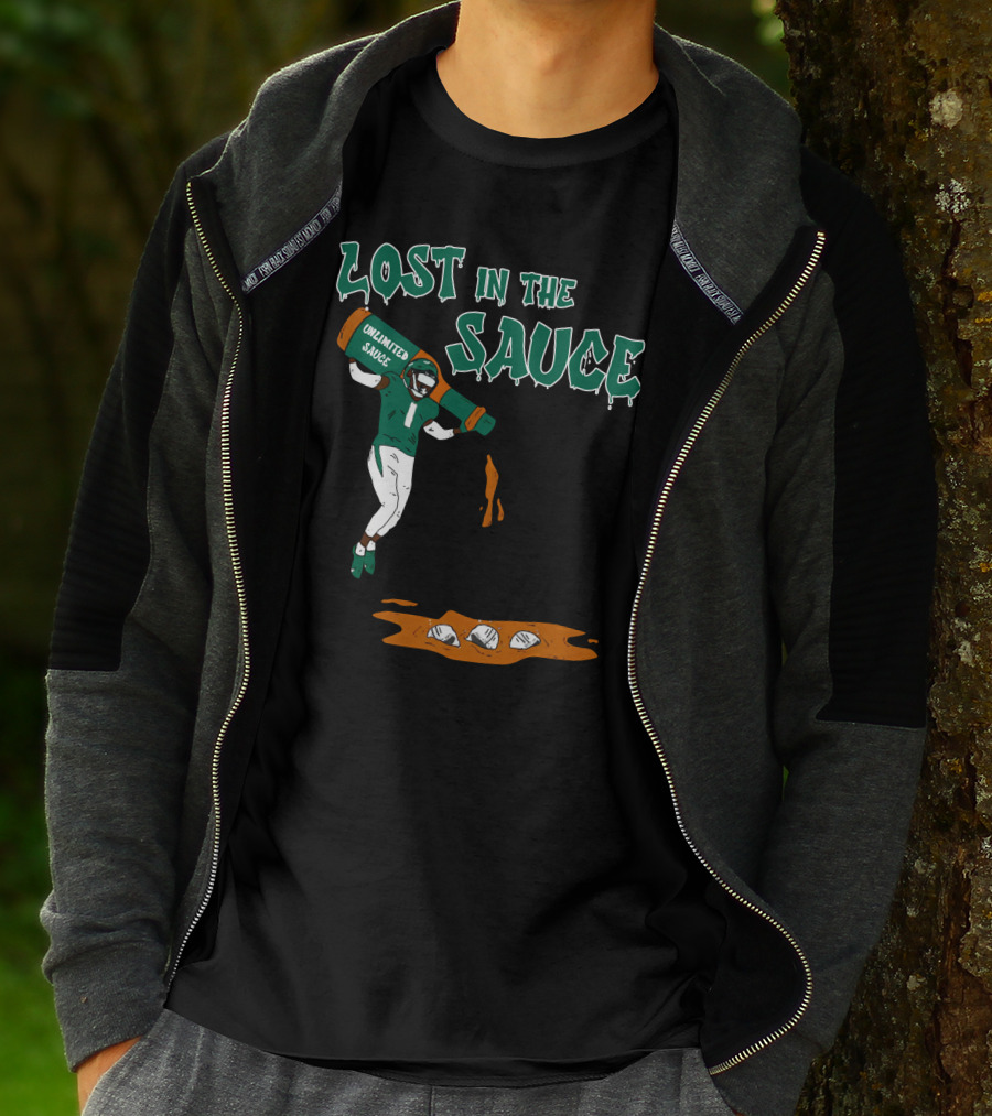Lost In The Sauce Iamsaucegardner With Unlimited Sauce Football Player T-Shirt