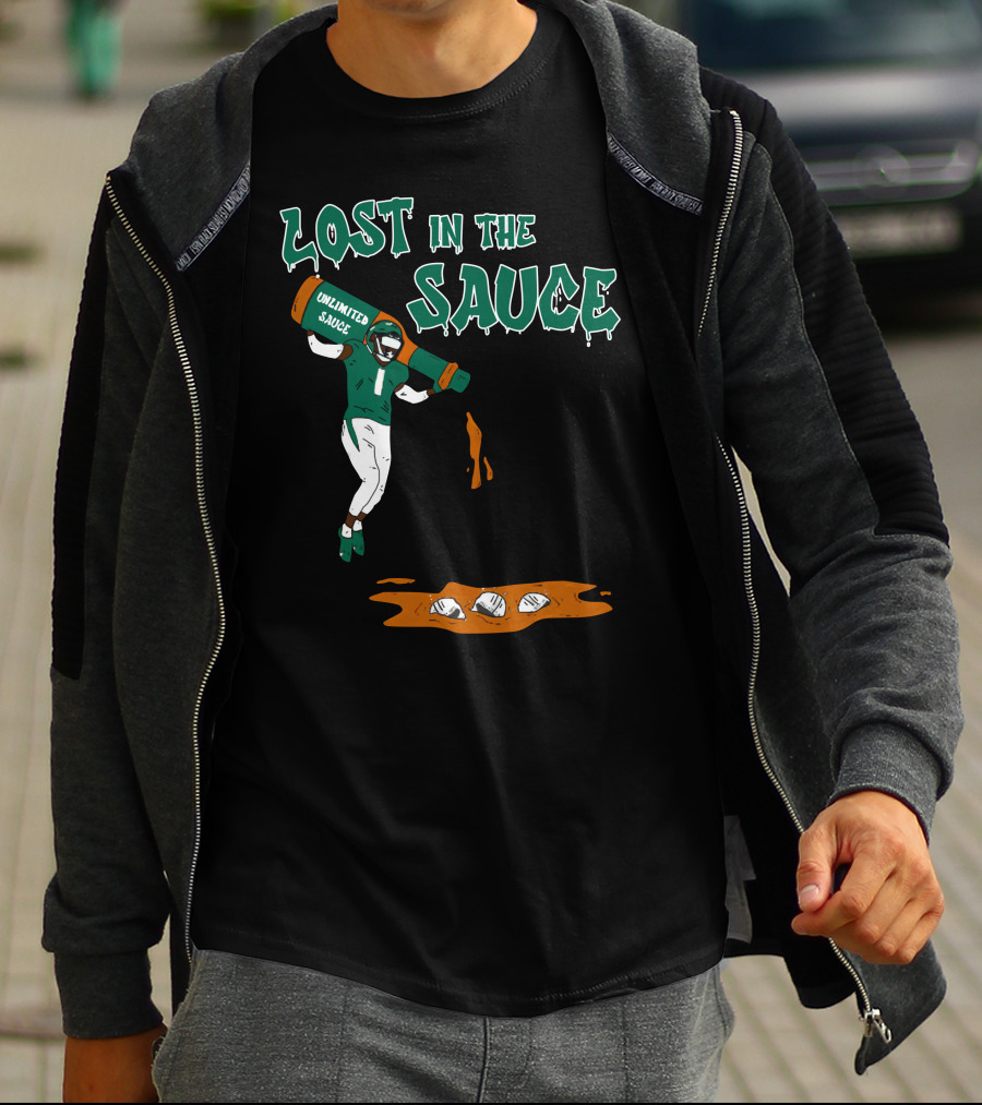 Lost In The Sauce Iamsaucegardner With Unlimited Sauce Football Player T-Shirt