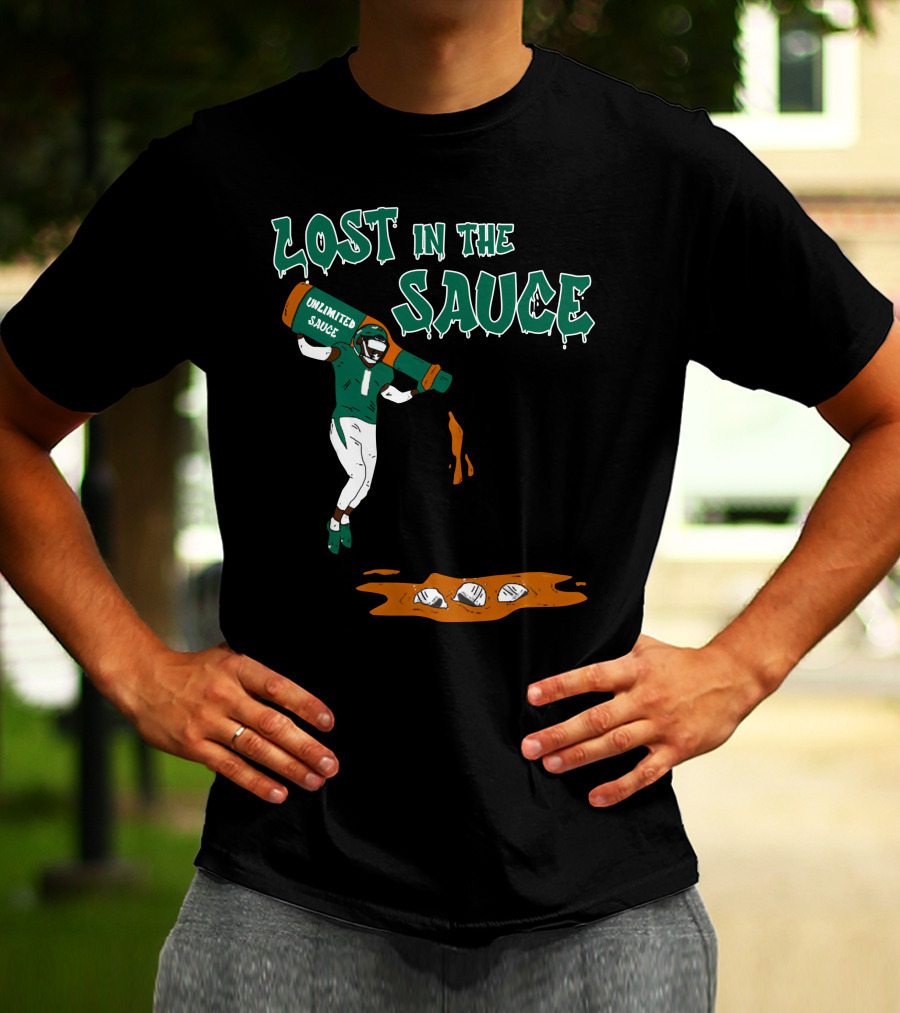 Lost In The Sauce Iamsaucegardner With Unlimited Sauce Football Player T-Shirt