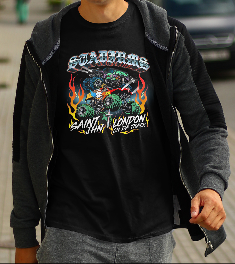 Stadiums Saint Jhn London On Da Track Monster Truck Flame T-Shirt