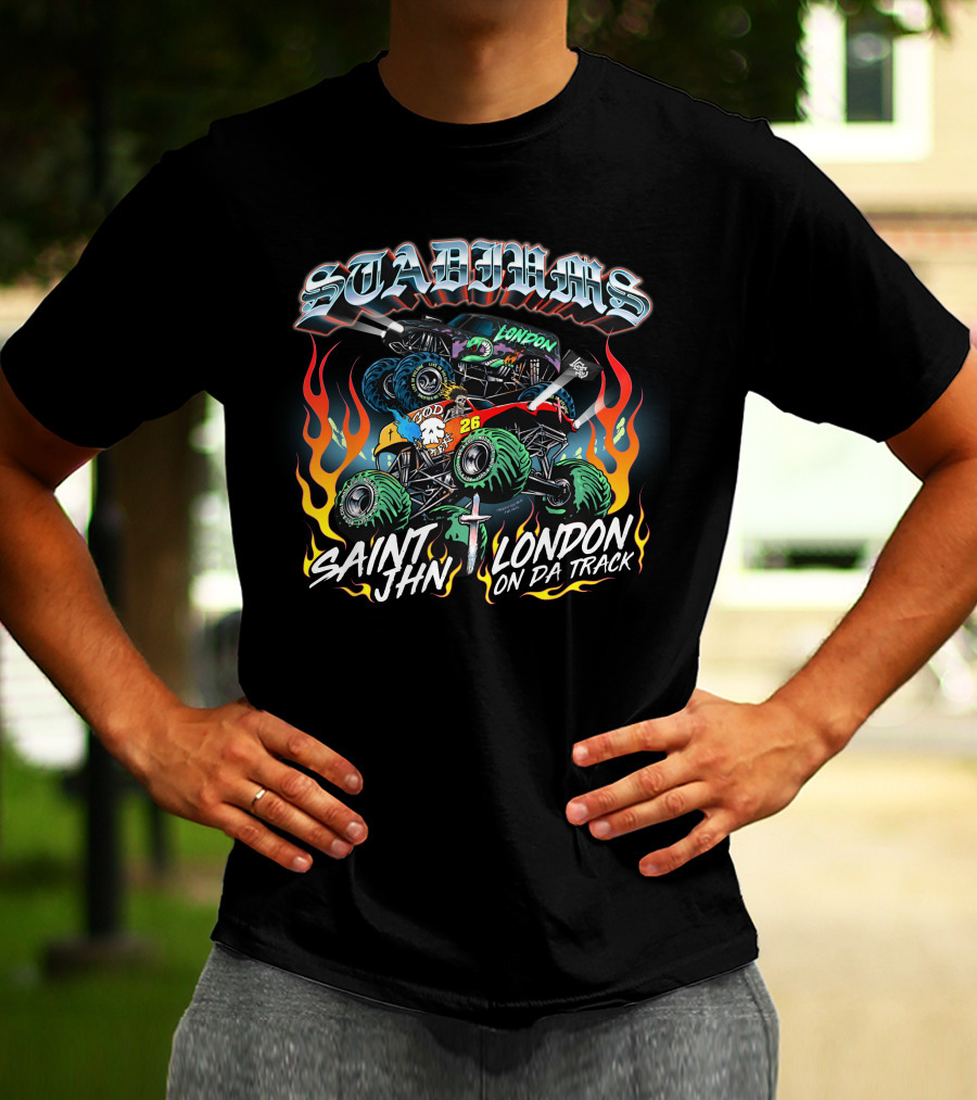 Stadiums Saint Jhn London On Da Track Monster Truck Flame T-Shirt