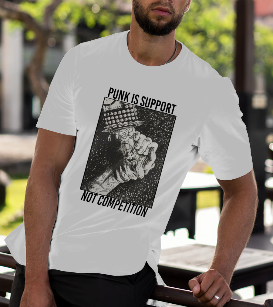 Punk Is Support Not Competition No Gods No Masters Spiked Leather Unity T-Shirt