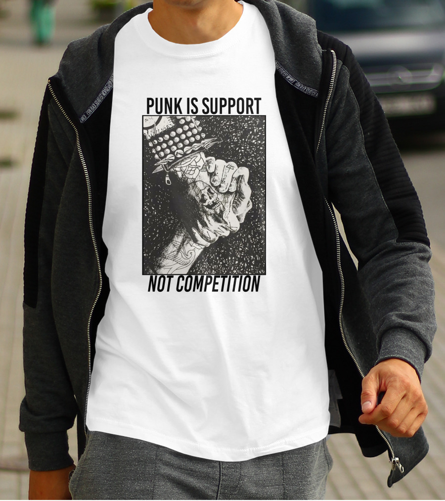 Punk Is Support Not Competition No Gods No Masters Spiked Leather Unity T-Shirt