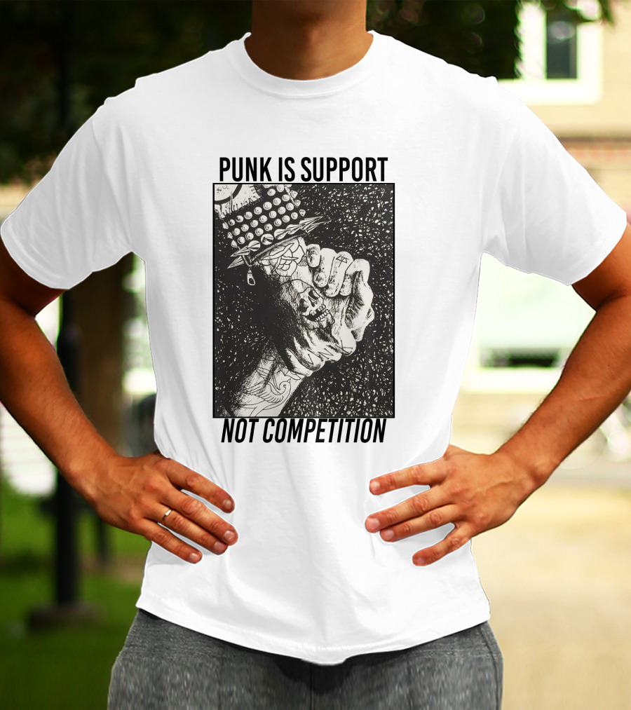 Punk Is Support Not Competition No Gods No Masters Spiked Leather Unity T-Shirt
