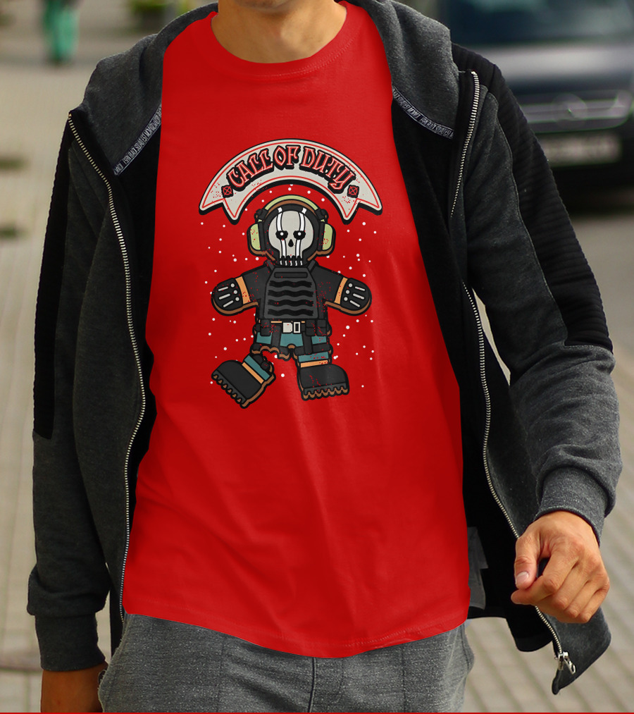 Dysmo Call Of Duty Skull Soldier Gingerbread Red Holiday Game Fusion T-Shirt