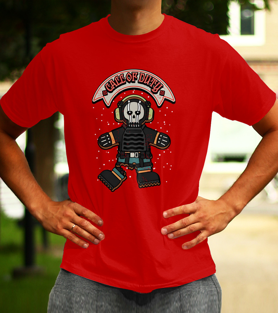 Dysmo Call Of Duty Skull Soldier Gingerbread Red Holiday Game Fusion T-Shirt