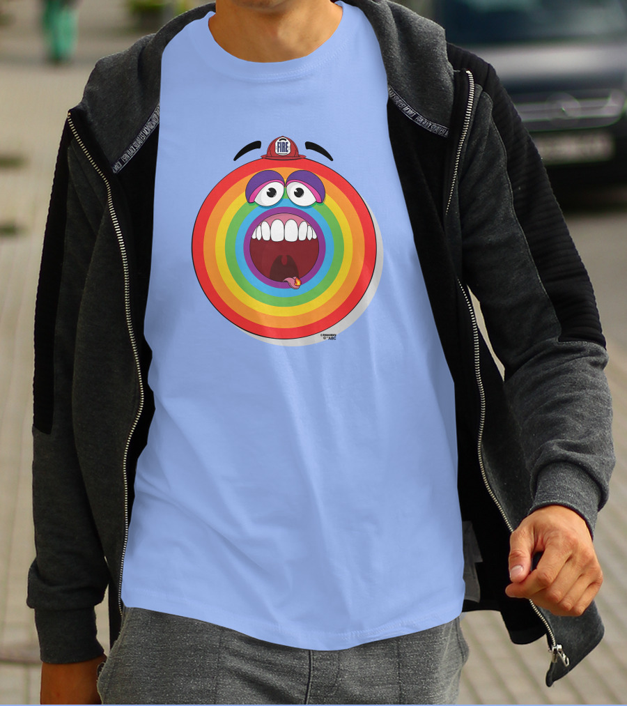 Firefighter Rainbow Face With Comic Mouth By Ernest Doty T-Shirt